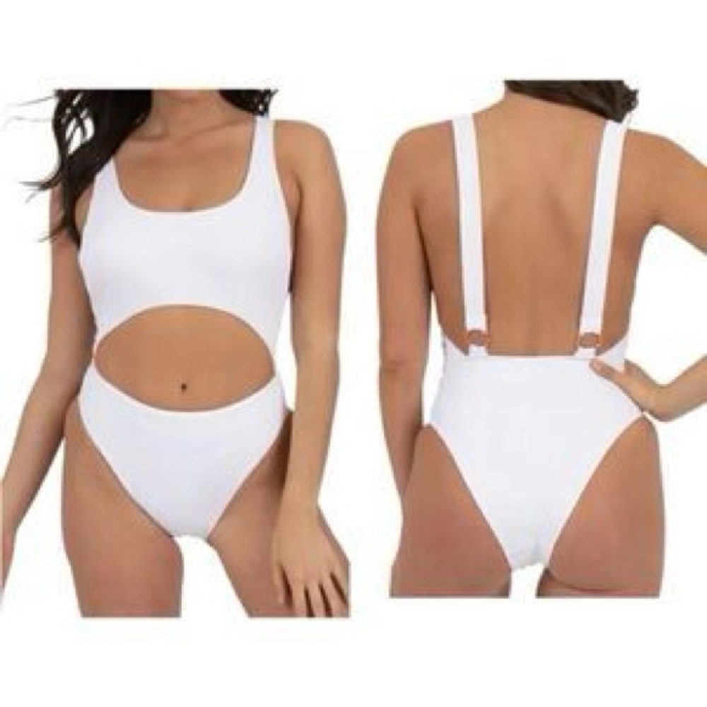Rachel Roy White Cutout One-Piece Swimsuit NWT XS